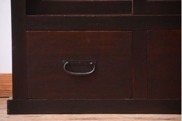 アンティーク家具　古民具・骨董　明治期　和モダンスタイル!収納箪笥ローボード(水屋箪笥、テレビ台、キャビネット、収納棚)(2)