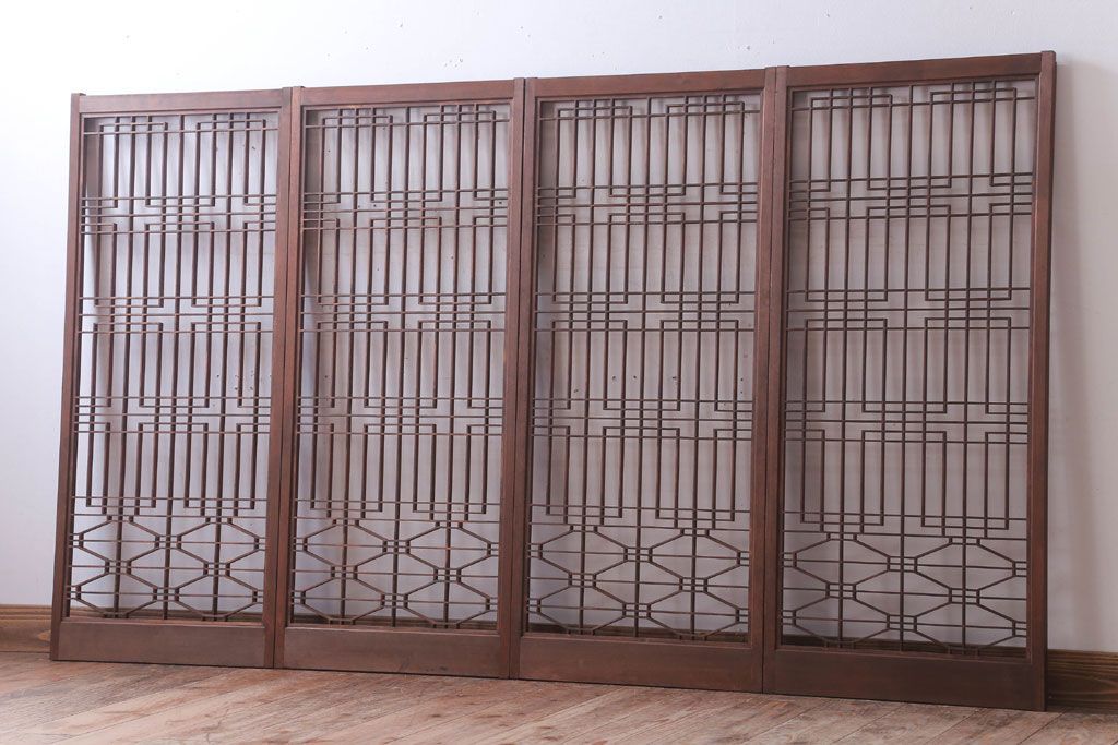 古民具・骨董　古い木の書院戸4枚セット