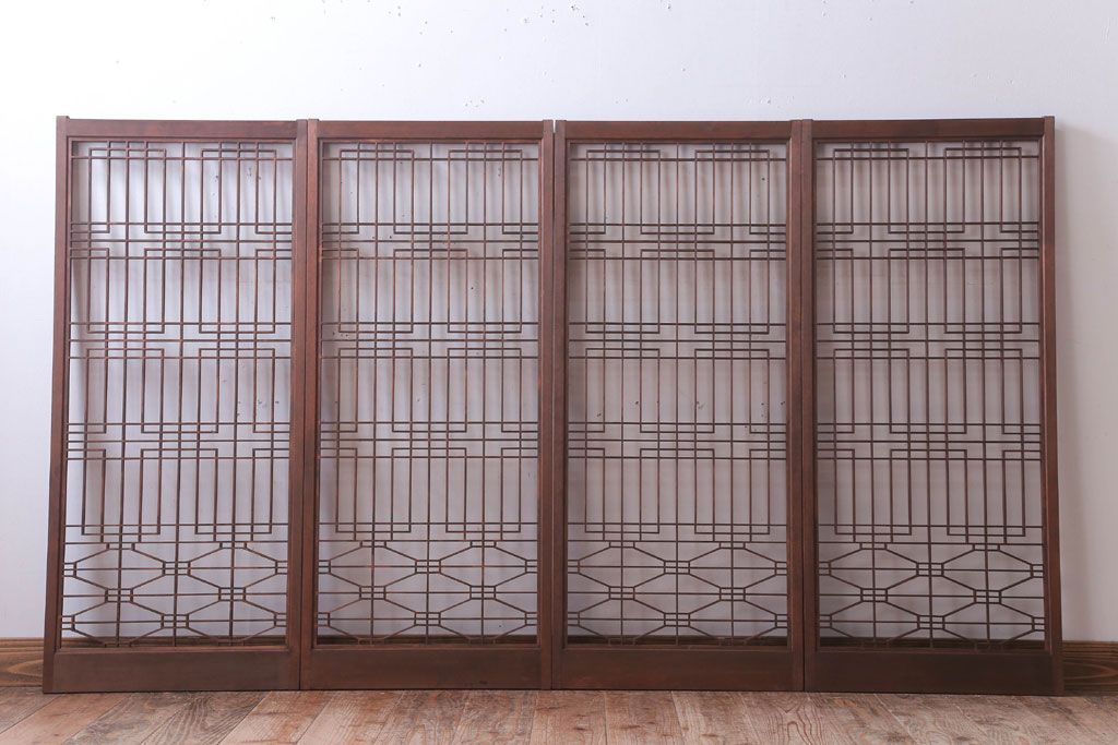 古民具・骨董　古い木の書院戸4枚セット