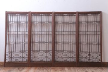 古民具・骨董　古い木の書院戸4枚セット