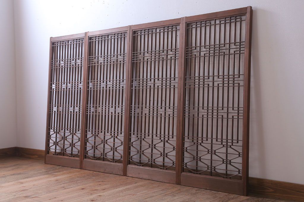 古民具・骨董　古い木の書院戸4枚セット