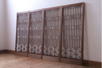 古民具・骨董　古い木の書院戸4枚セット