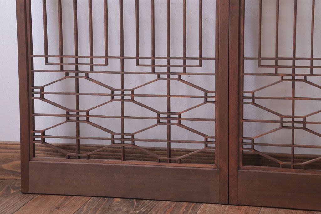 古民具・骨董　古い木の書院戸4枚セット