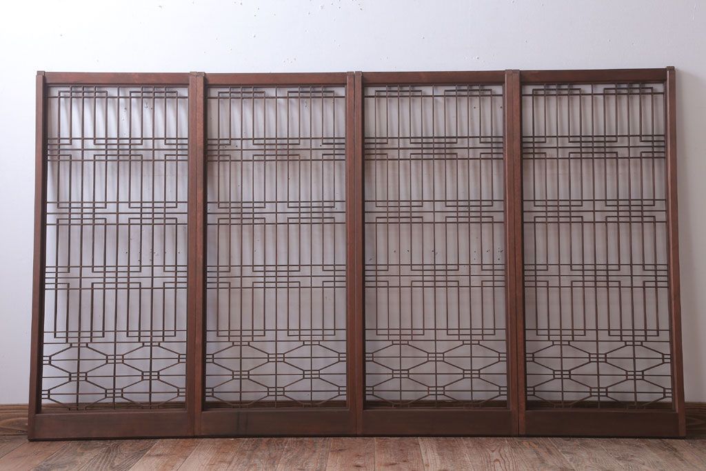 古民具・骨董　古い木の書院戸4枚セット