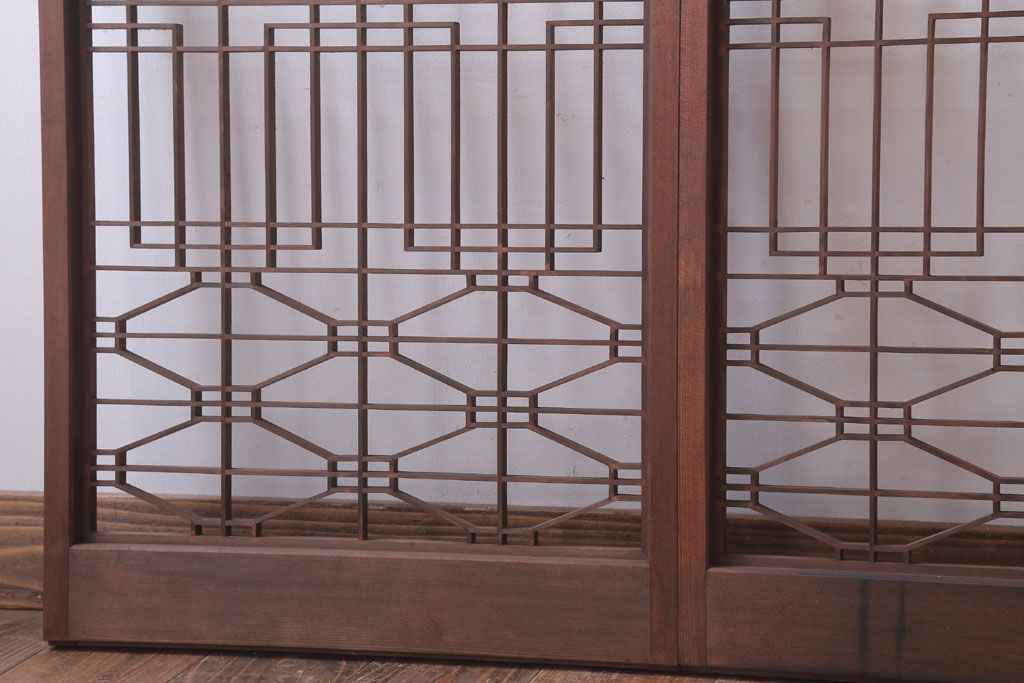 古民具・骨董　古い木の書院戸4枚セット