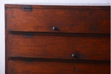 アンティーク家具　古民具・骨董　格子戸付き!古い木味の大型パタパタ収納棚
