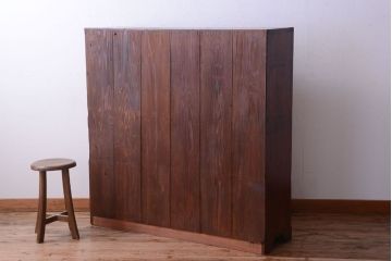 アンティーク家具　古民具・骨董　格子戸付き!古い木味の大型パタパタ収納棚