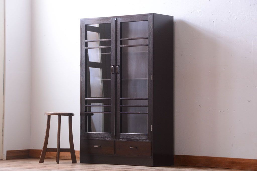 レトロ家具　昭和レトロ　古い木製のシンプルシックなブックケース(本箱)