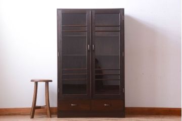 レトロ家具　昭和レトロ　古い木製のシンプルシックなブックケース(本箱)