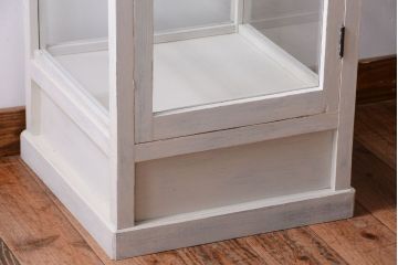 アンティーク家具　大正ロマン　ホワイトペイント　縦型の小さなアンティークガラスケース