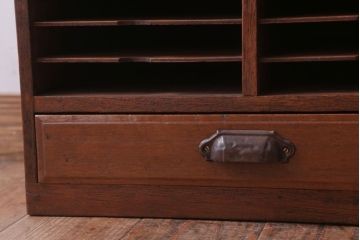 レトロ家具　昭和レトロ　古い木製の小ぶりなアンティーク書類ケース(カルテケース)
