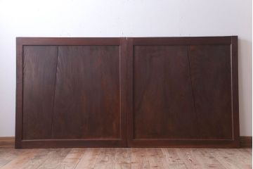 古民具・骨董　明治〜大正期　総杉材!シンプルな板戸2枚セット(小窓)(1)