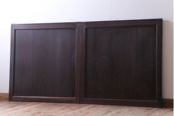 古民具・骨董　明治〜大正期　総杉材!シンプルな板戸2枚セット(小窓)(2)