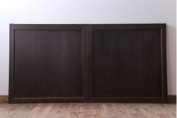 古民具・骨董　明治〜大正期　総杉材!シンプルな板戸2枚セット(小窓)(2)
