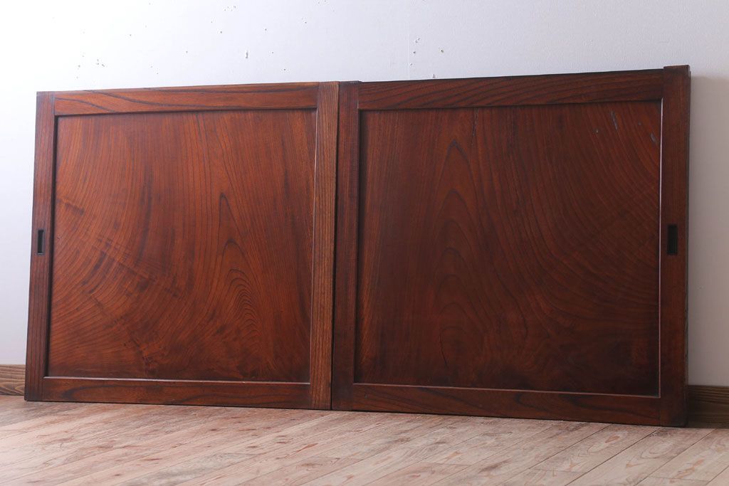 古民具・骨董　明治大正　総欅材!シンプルなアンティーク板戸(1)