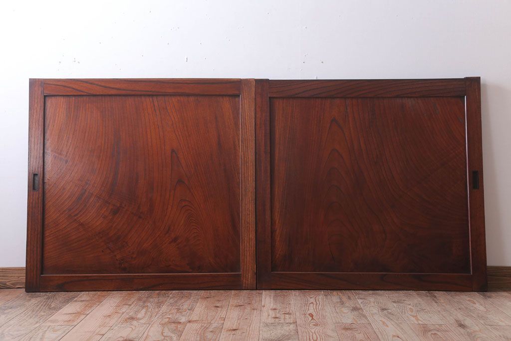 古民具・骨董　明治大正　総欅材!シンプルなアンティーク板戸(1)