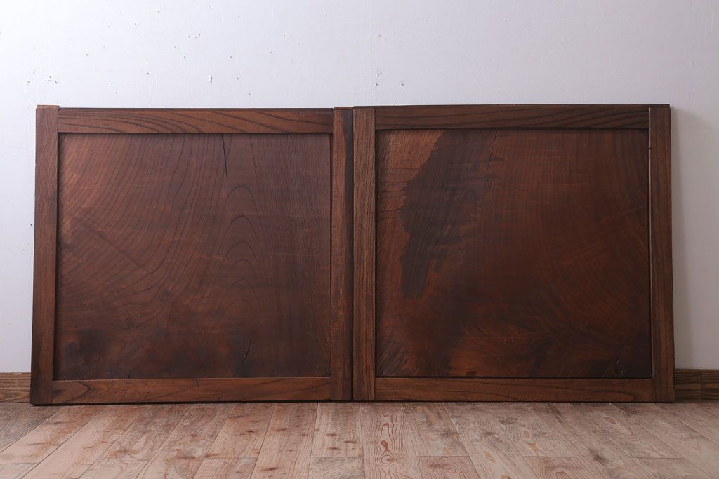 古民具・骨董　明治大正　総欅材!シンプルなアンティーク板戸(1)