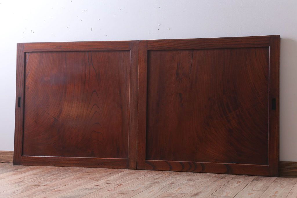 古民具・骨董　明治大正　総欅材!シンプルなアンティーク板戸(2)