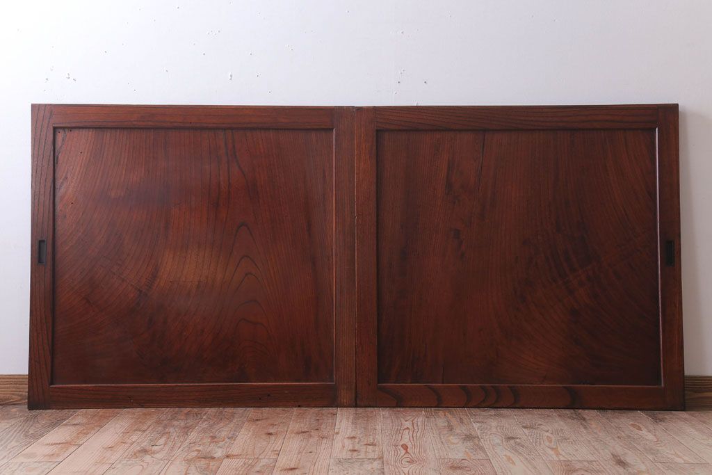 古民具・骨董　明治大正　総欅材!シンプルなアンティーク板戸(2)