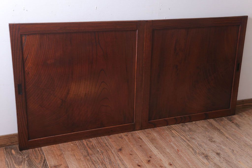 古民具・骨董　明治大正　総欅材!シンプルなアンティーク板戸(2)