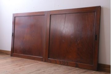 古民具・骨董　明治大正　総欅材!シンプルなアンティーク板戸(2)