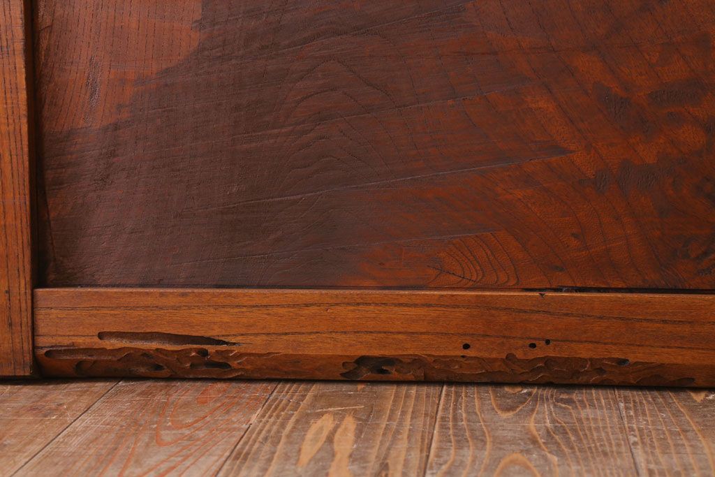 古民具・骨董　明治大正　総欅材!シンプルなアンティーク板戸(2)