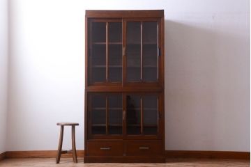 レトロ家具　昭和レトロ　2段重ねのおしゃれなアンティーク収納棚