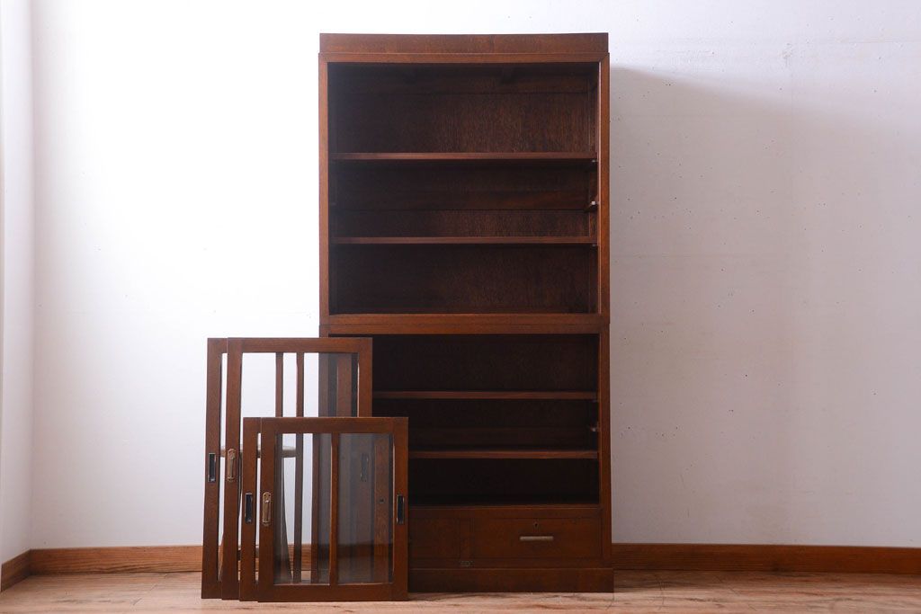 レトロ家具　昭和レトロ　2段重ねのおしゃれなアンティーク収納棚