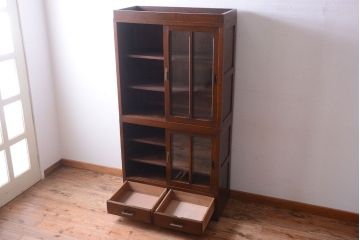 レトロ家具　昭和レトロ　2段重ねのおしゃれなアンティーク収納棚