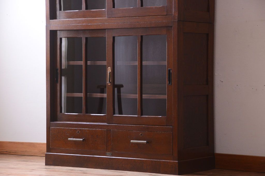 レトロ家具　昭和レトロ　2段重ねのおしゃれなアンティーク収納棚