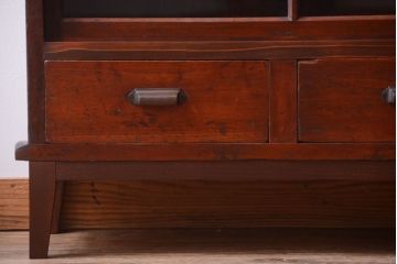 アンティーク家具　和製アンティーク　大正期　脚付き!2段重ね収納棚