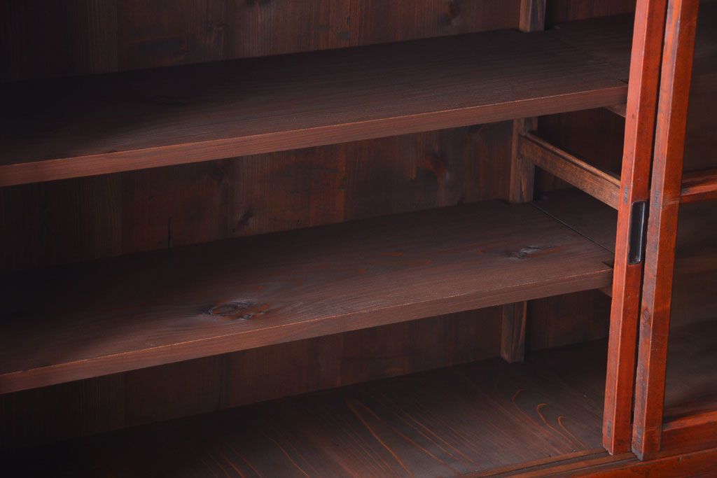アンティーク家具　和製アンティーク　大正期　脚付き!2段重ね収納棚