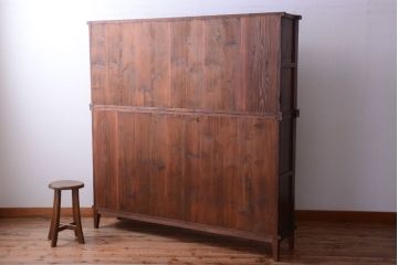 アンティーク家具　和製アンティーク　大正期　脚付き!2段重ね収納棚