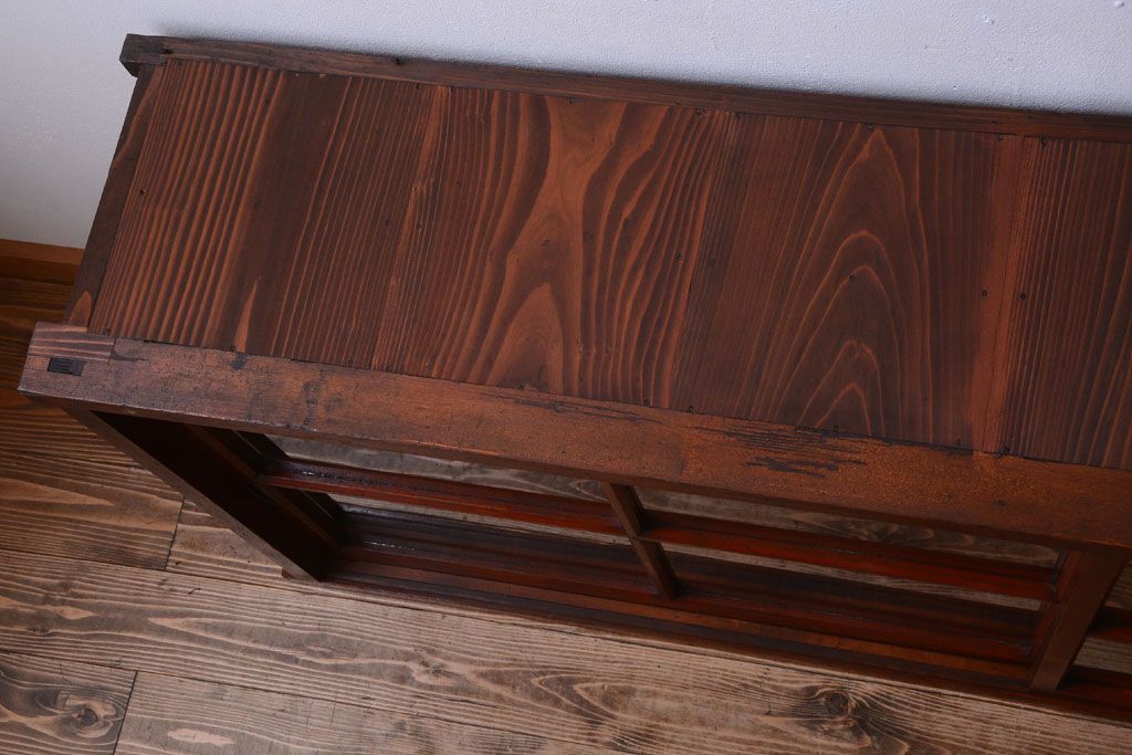 アンティーク家具　和製アンティーク　大正期　脚付き!2段重ね収納棚