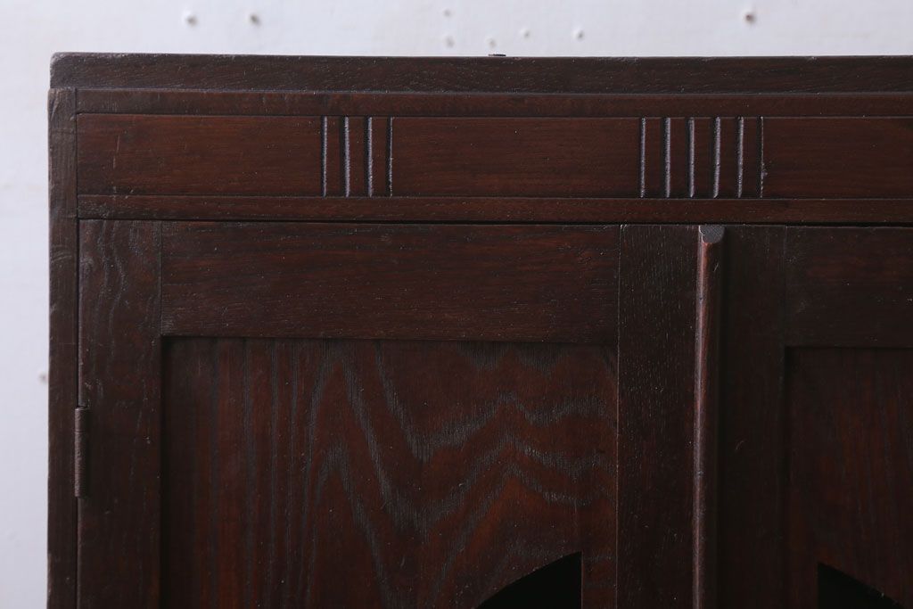 アンティーク家具　和製アンティーク　色ガラス入り!おしゃれなデザインのアンティーク本箱(ブックケース)