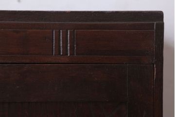 アンティーク家具　和製アンティーク　色ガラス入り!おしゃれなデザインのアンティーク本箱(ブックケース)