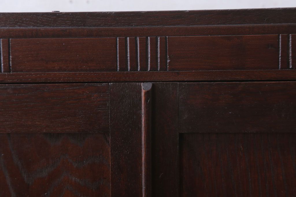 アンティーク家具　和製アンティーク　色ガラス入り!おしゃれなデザインのアンティーク本箱(ブックケース)