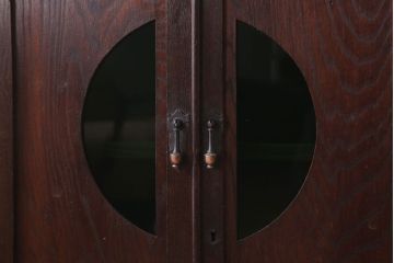 アンティーク家具　和製アンティーク　色ガラス入り!おしゃれなデザインのアンティーク本箱(ブックケース)