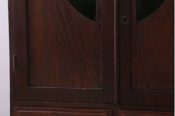 アンティーク家具　和製アンティーク　色ガラス入り!おしゃれなデザインのアンティーク本箱(ブックケース)