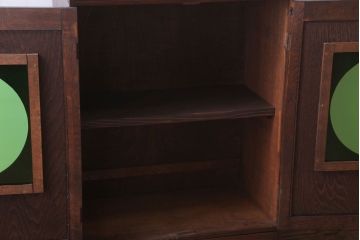 アンティーク家具　和製アンティーク　色ガラス入り!おしゃれなデザインのアンティーク本箱(ブックケース)