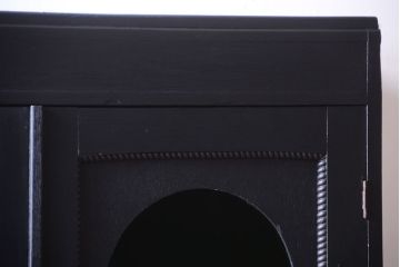 アンティーク家具　アンティークペイント　色ガラス入り!おしゃれなデザインのアンティーク本箱(ブックケース)