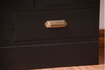 アンティーク家具　アンティークペイント　色ガラス入り!おしゃれなデザインのアンティーク本箱(ブックケース)