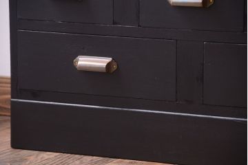 アンティーク家具　アンティークペイント　色ガラス入り!おしゃれなデザインのアンティーク本箱(ブックケース)