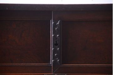 アンティーク家具　古民具・骨董　明治　上手物!古金具付きの三方欅材帳場箪笥