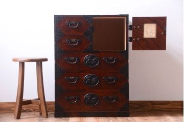 中古　民芸家具　駿河民芸　片開き戸付き小箪笥