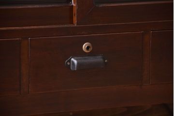 アンティーク家具　和製アンティーク　鉄脚付き!モールガラス引き戸のローボード