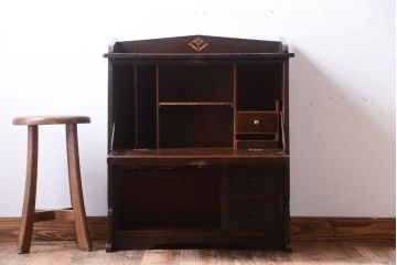 アンティーク家具　和製アンティーク　大正　象嵌入り!シャッター付きの小ぶりなライティングビューロー
