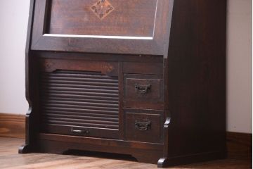 アンティーク家具　和製アンティーク　大正　象嵌入り!シャッター付きの小ぶりなライティングビューロー