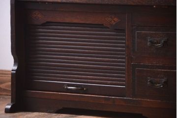 アンティーク家具　和製アンティーク　大正　象嵌入り!シャッター付きの小ぶりなライティングビューロー