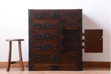 中古　民芸家具　駿河民芸　片開き戸付き箪笥